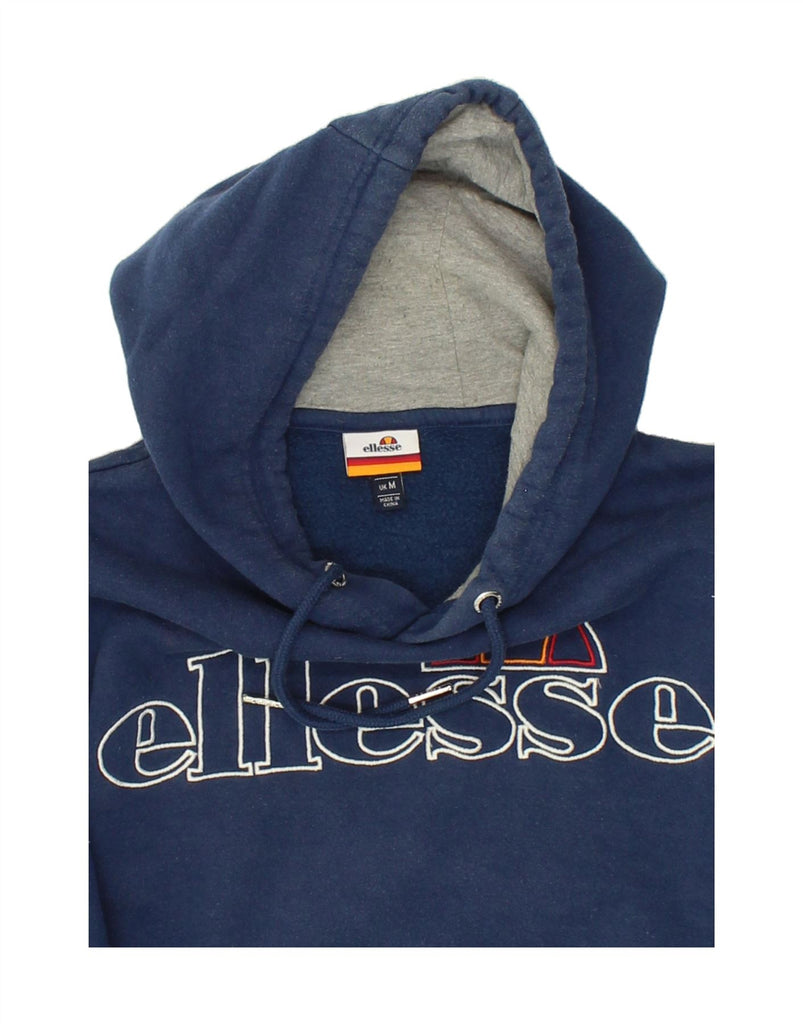 ELLESSE Mens Graphic Hoodie Jumper Medium Navy Blue Cotton | Vintage Ellesse | Thrift | Second-Hand Ellesse | Used Clothing | Messina Hembry 