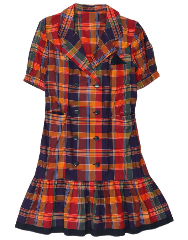 Vintage Womens Short Sleeves Shirt Dress UK 12 Medium Multicoloured Check