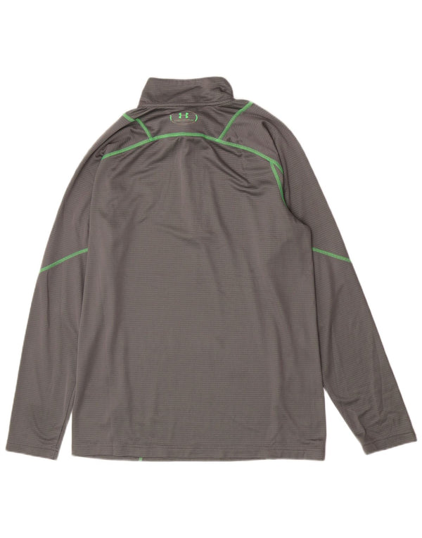 Under Armour Mens Zip Neck Top Long Sleeve Large Grey Polyester Sports