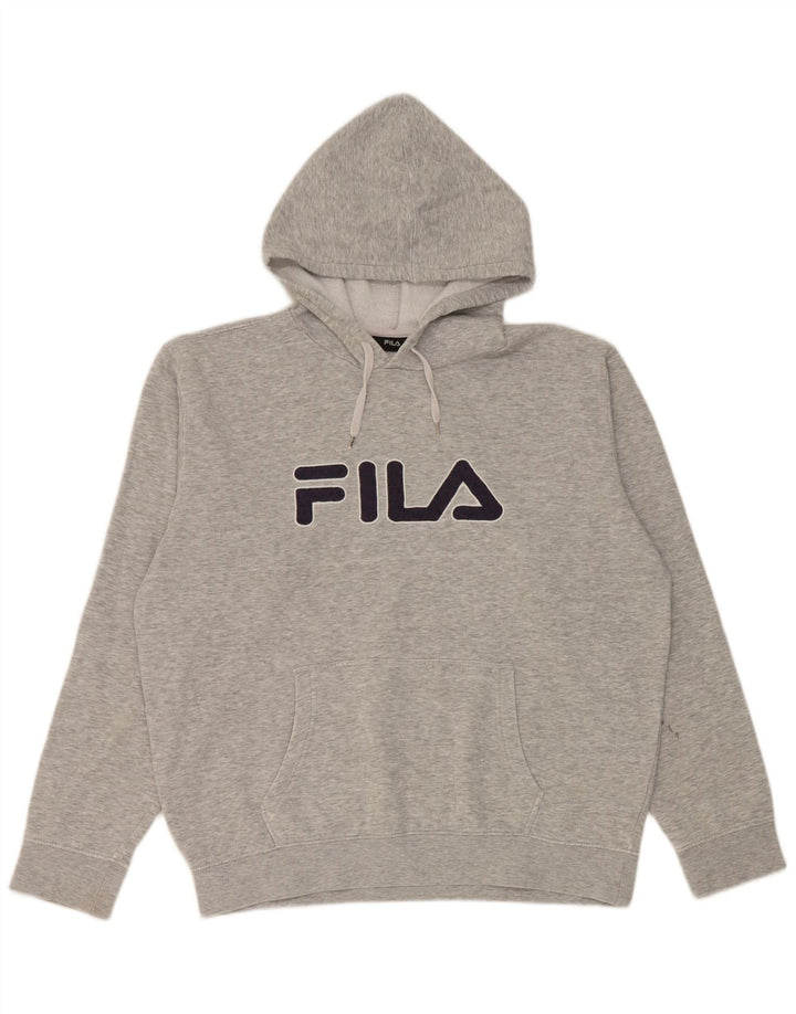 Fila Mens Graphic Hoodie Jumper Large Grey Flecked