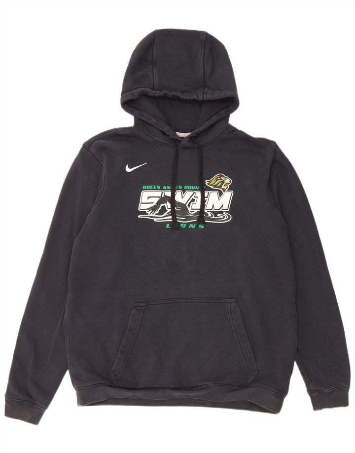 Nike Mens Graphic Hoodie Jumper Medium Black Cotton