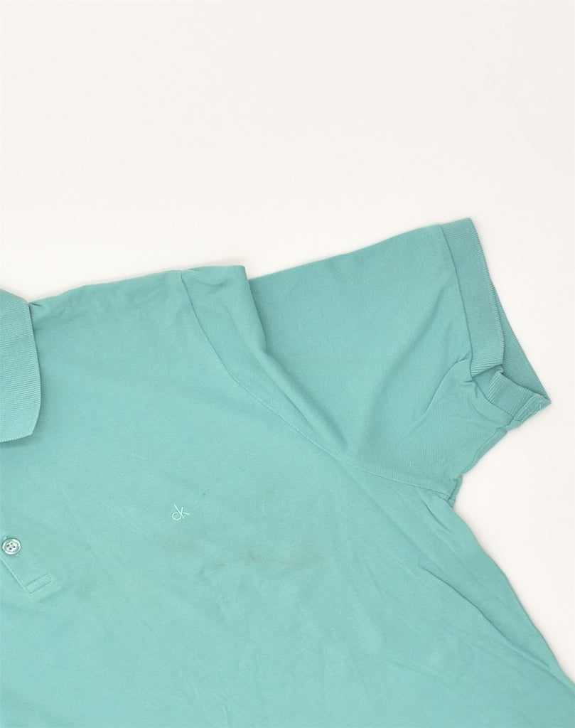 CALVIN KLEIN Mens Polo Shirt Large Turquoise Cotton | Vintage Calvin Klein | Thrift | Second-Hand Calvin Klein | Used Clothing | Messina Hembry 