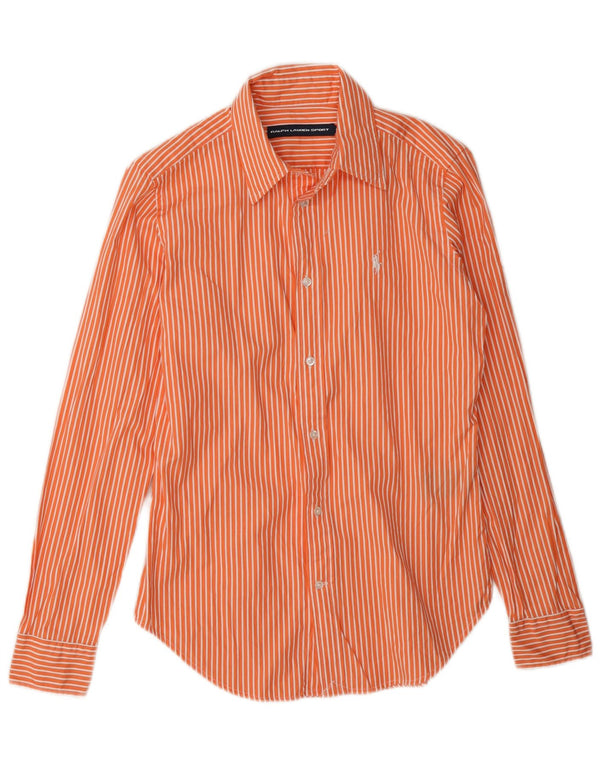 Ralph Lauren Womens Shirt US 4 Small Orange Striped Cotton