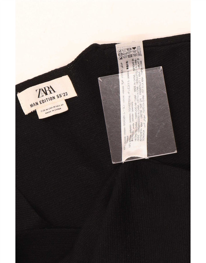 Zara Mens Vest Tank Top Medium Black Viscose