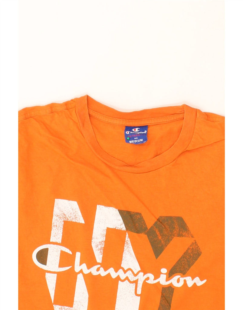 CHAMPION Mens Graphic T-Shirt Top Medium Orange Vintage Champion and Second-Hand Champion from Messina Hembry 