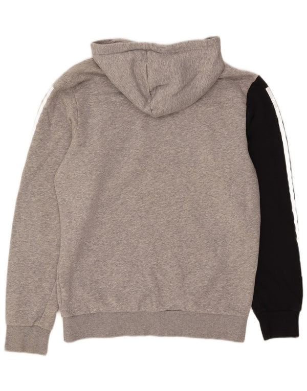 Adidas Mens Graphic Hoodie Jumper Medium Grey Colourblock Cotton