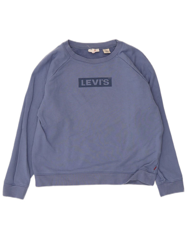 Levi's Womens Graphic Oversized Sweatshirt Jumper UK 10 Small Blue Cotton