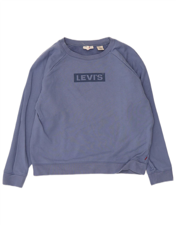 Levi's Womens Graphic Oversized Sweatshirt Jumper UK 10 Small Blue Cotton