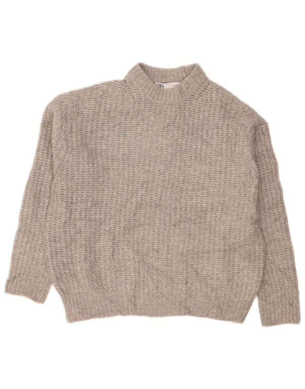 Zara Womens Oversized Turtle Neck Jumper Sweater UK 10 Small Grey Polyester