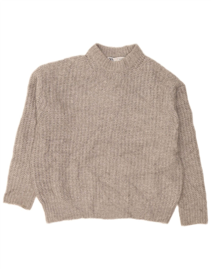 Zara Womens Oversized Turtle Neck Jumper Sweater UK 10 Small Grey Polyester