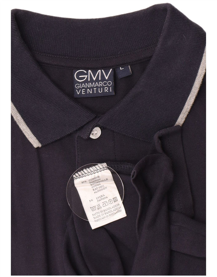 Gianmarco Venturi Mens Polo Shirt Large Navy Blue Cotton