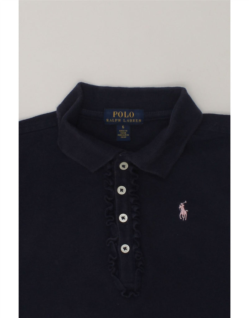 POLO RALPH LAUREN Girls Polo Shirt 5-6 Years Navy Blue Cotton | Vintage Polo Ralph Lauren | Thrift | Second-Hand Polo Ralph Lauren | Used Clothing | Messina Hembry 