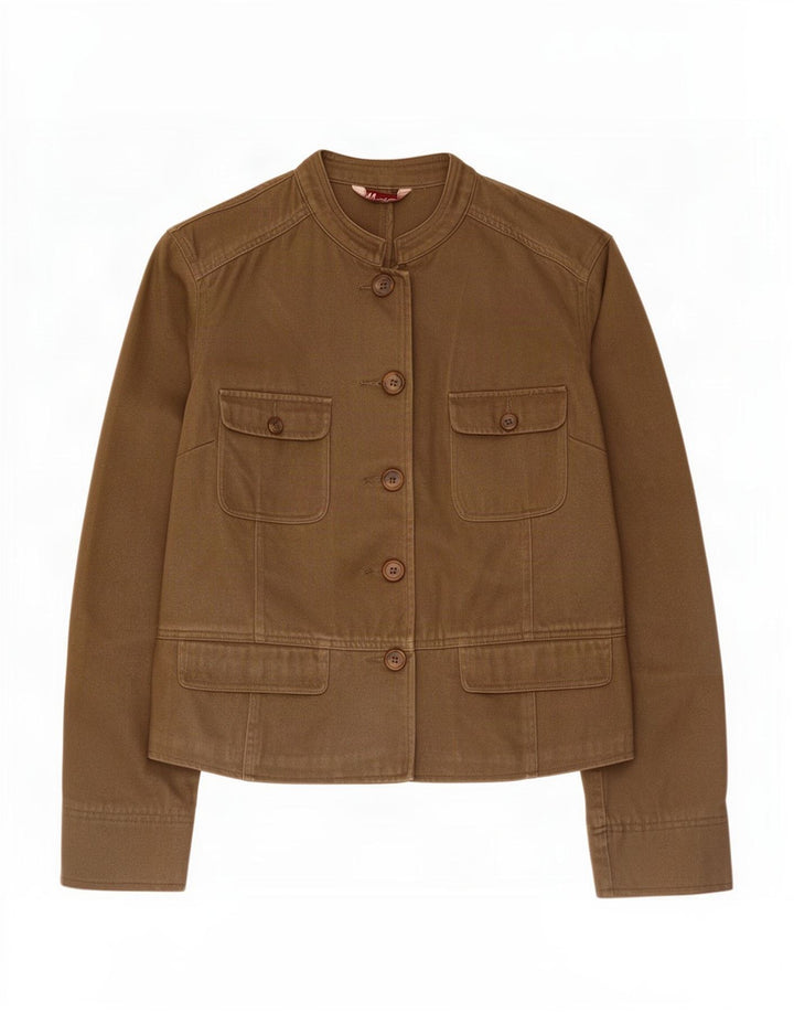 Monsoon Womens Utility Jacket UK 12 Medium Khaki Cotton