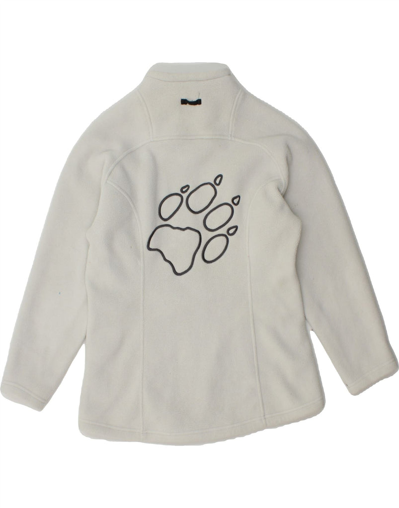 JACK WOLFSKIN Womens Graphic Fleece Jacket UK 8 Small White Polyester Vintage Jack Wolfskin and Second-Hand Jack Wolfskin from Messina Hembry 