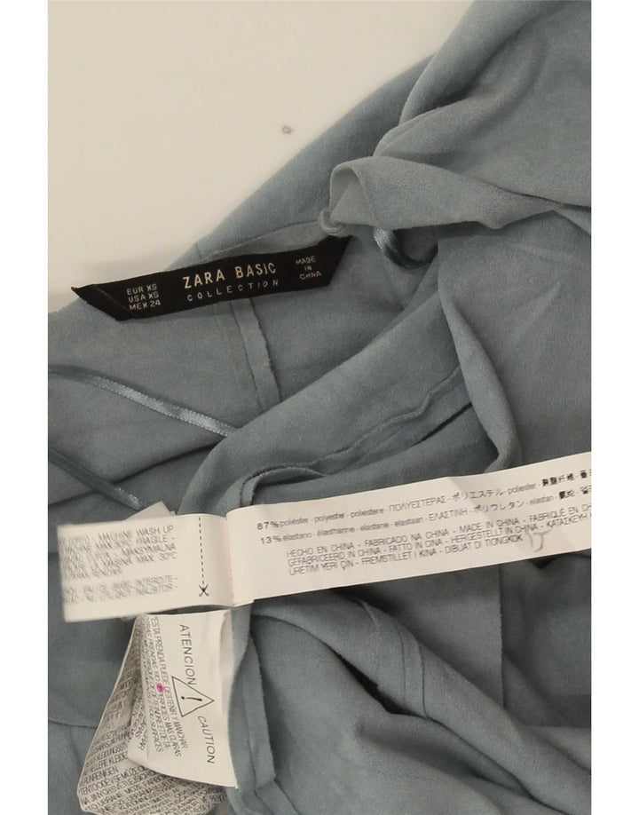 Zara Womens Asymmetric Cardigan Top UK 6 XS Blue Polyester