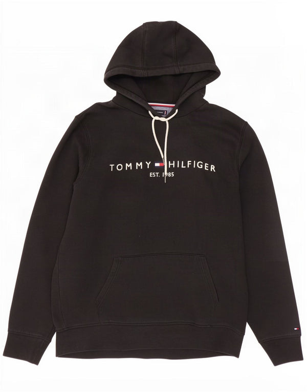 Tommy Hilfiger Mens Graphic Hoodie Jumper XL Black Cotton
