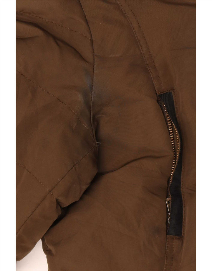 Zara Womens Hooded Padded Jacket UK 14 Large Khaki