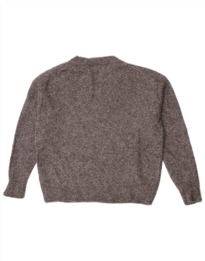 Zara Womens Oversized V-Neck Jumper Sweater UK 10 Small Grey Flecked