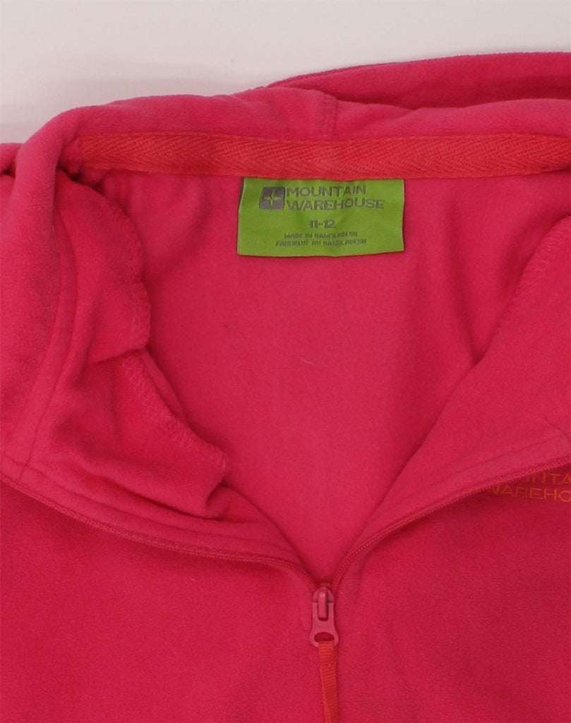 MOUNTAIN WAREHOUSE Girls Hooded Zip Neck Fleece Jumper 11-12 Years Pink | Vintage Mountain Warehouse | Thrift | Second-Hand Mountain Warehouse | Used Clothing | Messina Hembry 