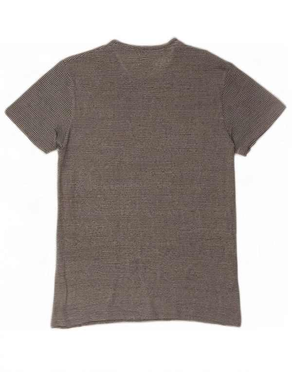 Zara Mens T-Shirt Top Small White Striped Linen