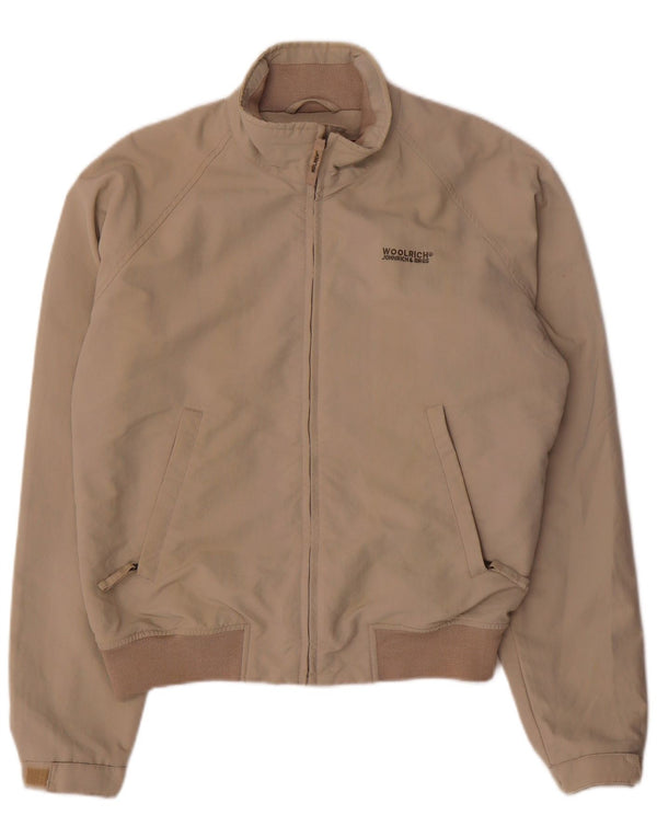 Woolrich Mens Bomber Jacket UK 38 Medium Beige Nylon