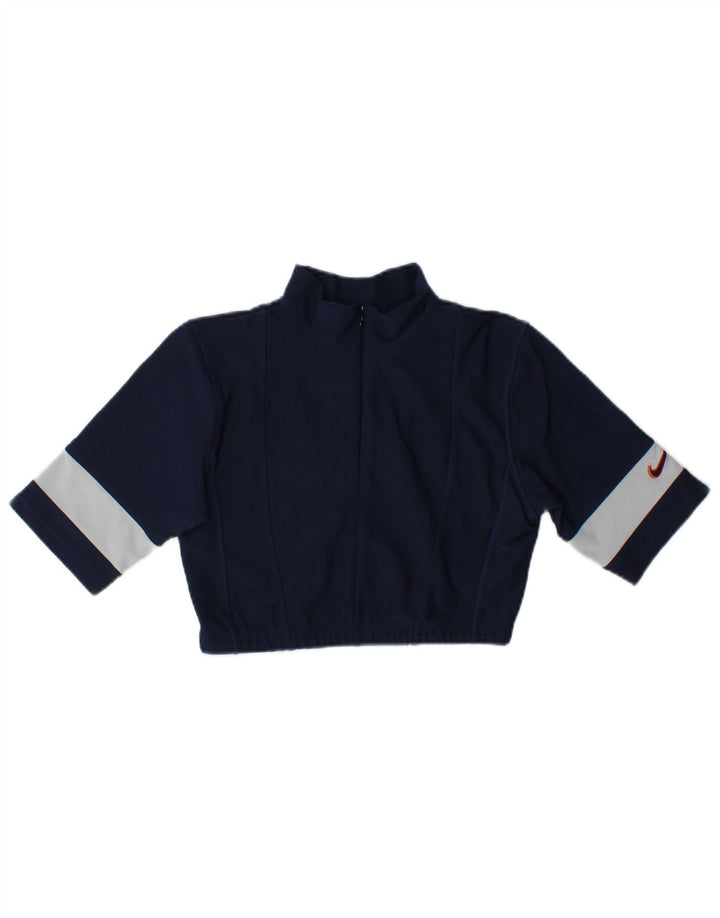Nike Girls Zip Neck Pullover Tracksuit Top 12-13 Years Large Navy Blue