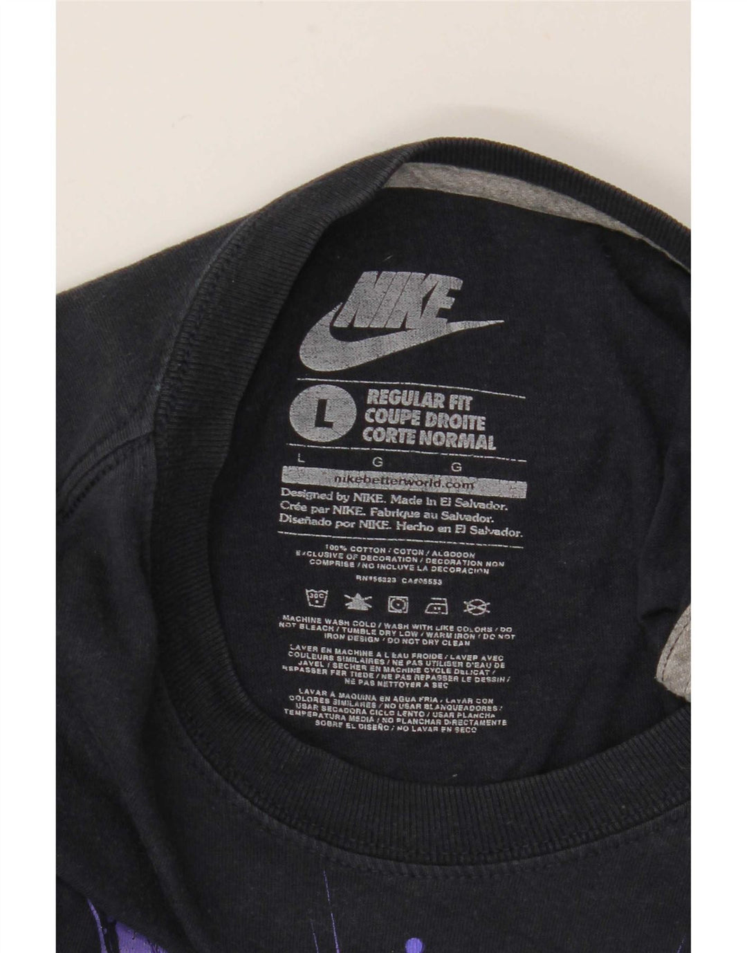 Nike Mens Regular Fit Graphic T-Shirt Top Large Black Cotton