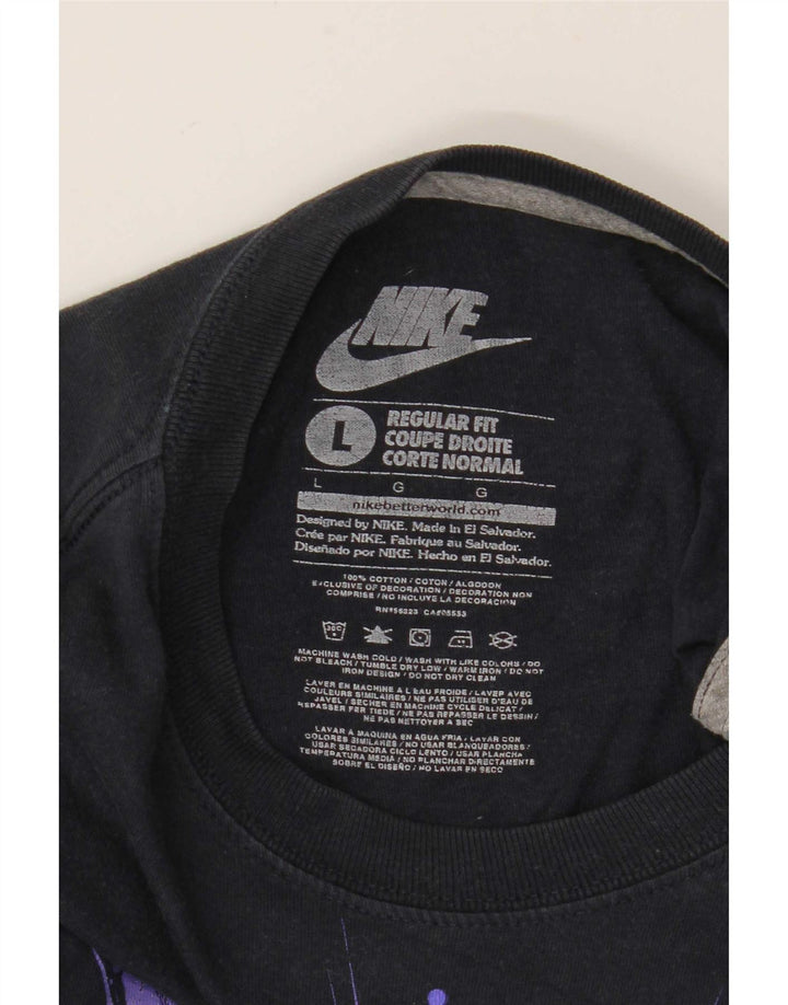 Nike Mens Regular Fit Graphic T-Shirt Top Large Black Cotton