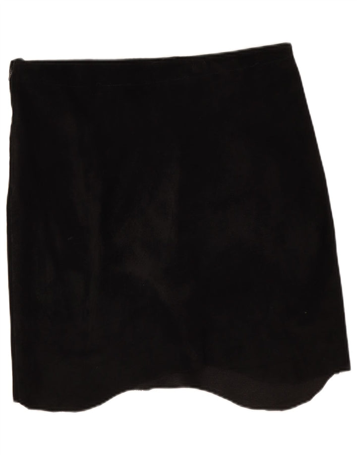 Vintage Womens Suede Asymmetrical Skirt W32 Large Black
