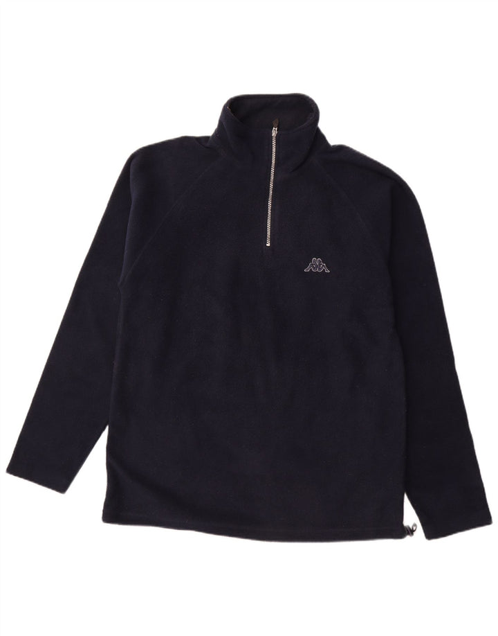 KAPPA Mens Zip Neck Fleece Jumper Medium Navy Blue Polyester
