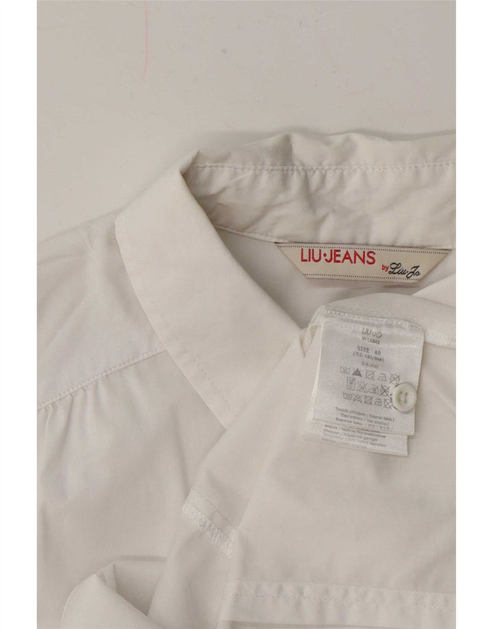 Liu Jo Womens Short Sleeve Shirt IT 40 Small White Cotton
