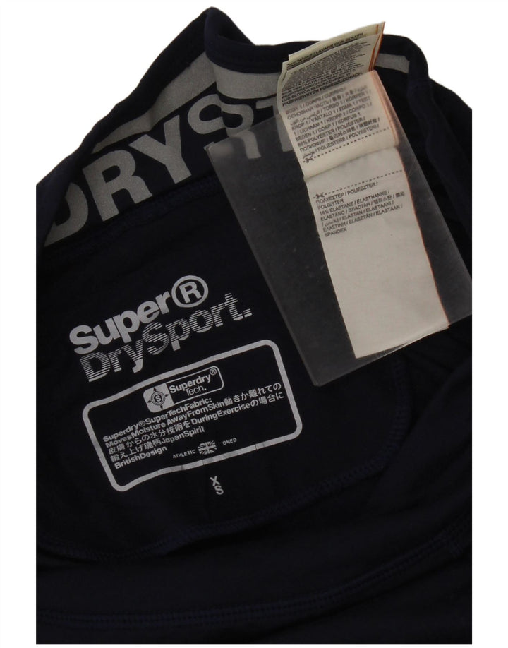 Superdry Womens Graphic Capri Leggings UK 6 XS  Navy Blue Polyester