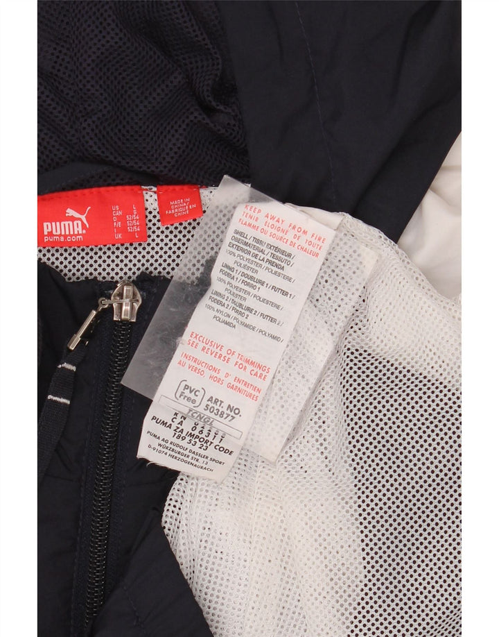 PUMA Mens Hooded Tracksuit Top Jacket Large Navy Blue Colourblock