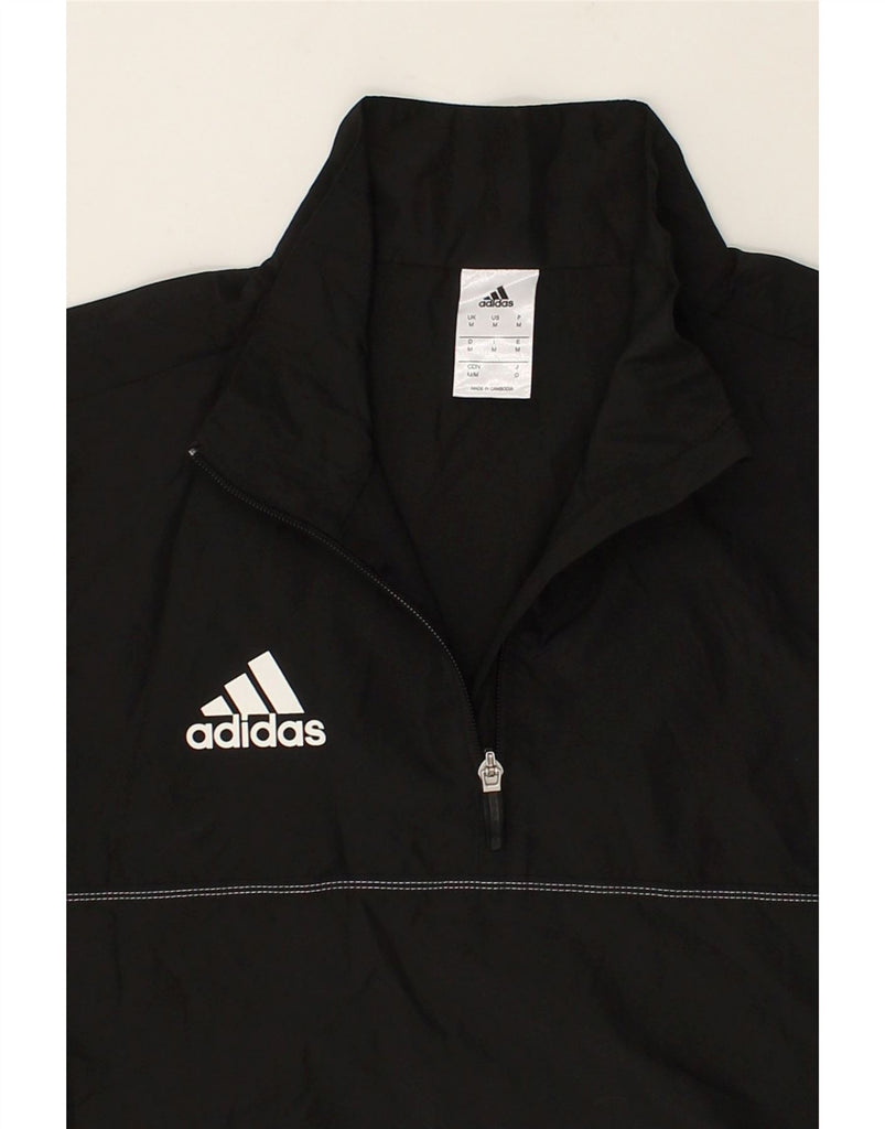 ADIDAS Mens Graphic Zip Neck Pullover Tracksuit Top Medium Black Polyester | Vintage Adidas | Thrift | Second-Hand Adidas | Used Clothing | Messina Hembry 