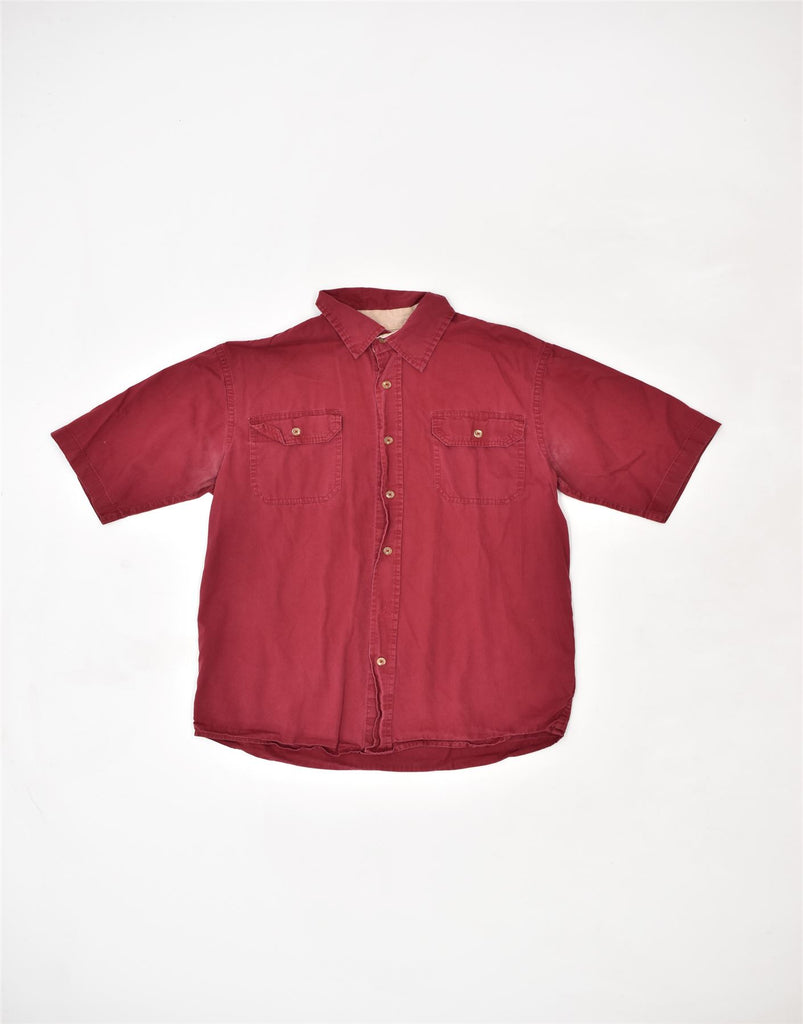 WRANGLER Mens Short Sleeve Shirt Small Burgundy Cotton | Vintage | Thrift | Second-Hand | Used Clothing | Messina Hembry 