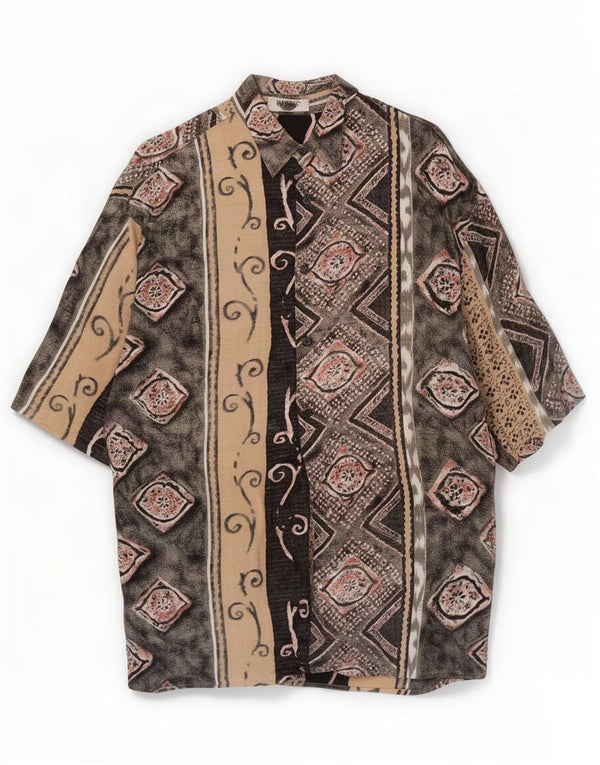 Imperial Mens Short Sleeve Shirt Medium Black Patchwork