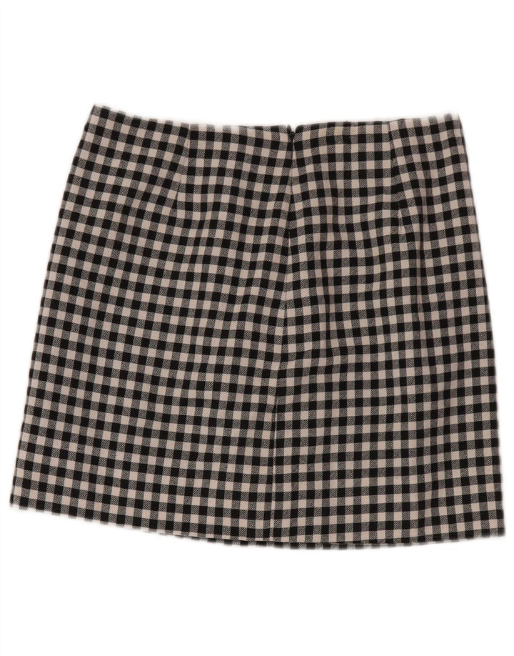 Moschino Womens Mini Skirt UK 10 Small W28 Black Gingham Virgin Wool