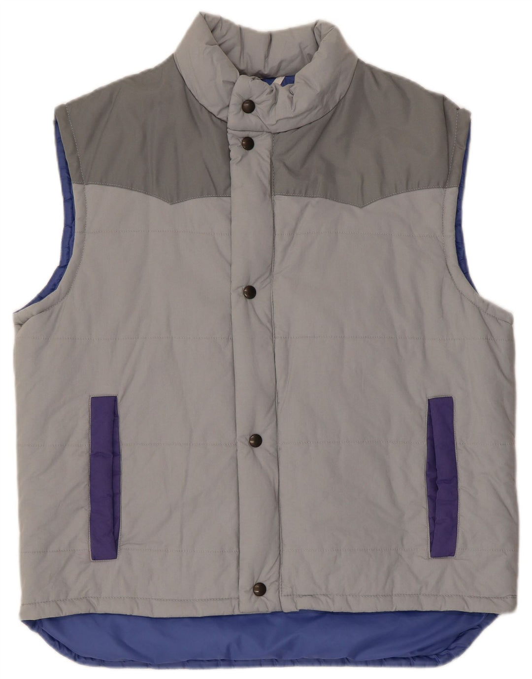 Vintage Mens Padded Gilet IT 54 2XL Grey Colourblock