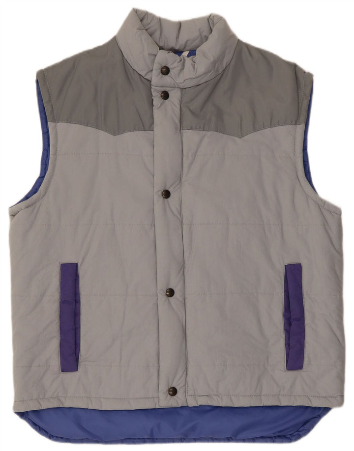 Vintage Mens Padded Gilet IT 54 2XL Grey Colourblock