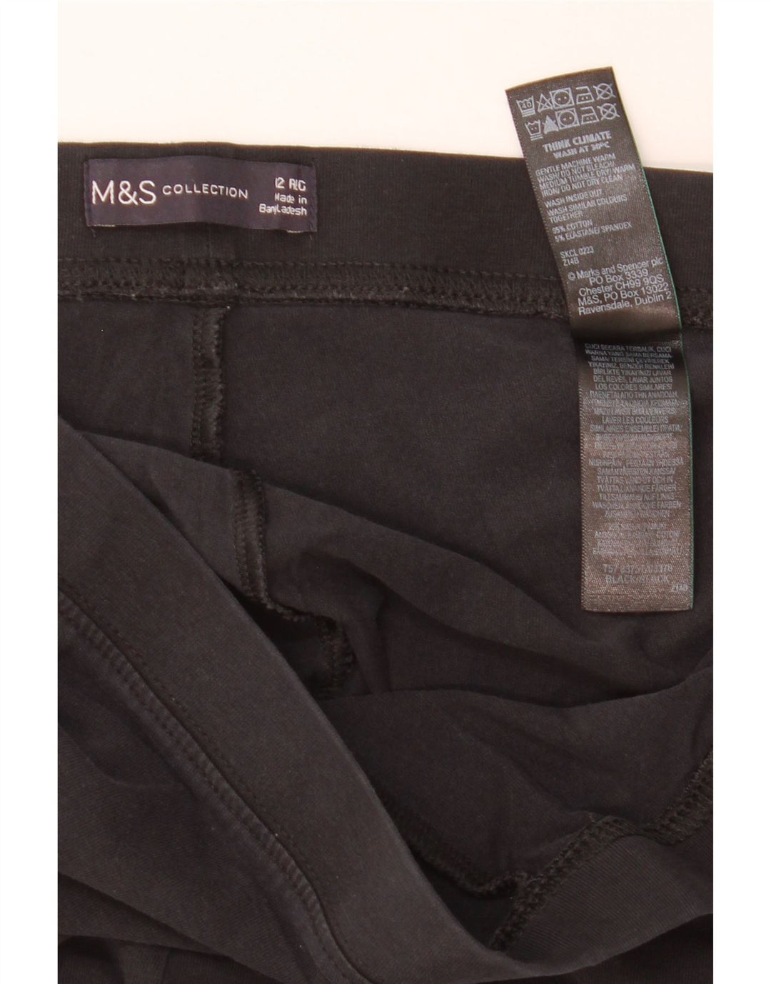 Marks & Spencer Womens Leggings UK 12 Medium Black Cotton