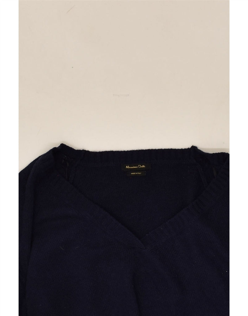 MASSIMO DUTTI Womens 3/4 Sleeve V-Neck Jumper Sweater UK 10 Small Blue | Vintage Massimo Dutti | Thrift | Second-Hand Massimo Dutti | Used Clothing | Messina Hembry 