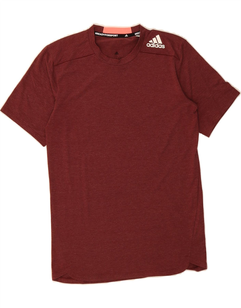 ADIDAS Mens T-Shirt Top Small Maroon Polyester Vintage Adidas and Second-Hand Adidas from Messina Hembry 