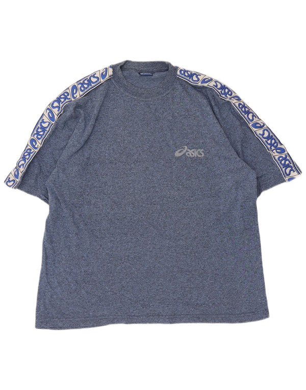 Asics Mens Regular Graphic T-Shirt Top Large Blue Colourblock