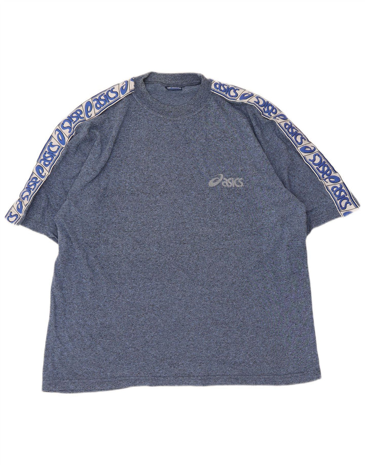 Asics Mens Regular Graphic T-Shirt Top Large Blue Colourblock