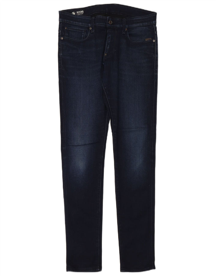 G-STAR Mens Revend Super Slim Jeans W33 L34 Navy Blue Cotton