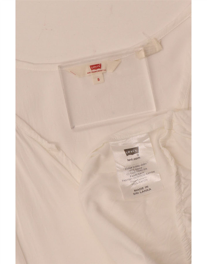 Levi's Womens Sleeveless Blouse Top UK 10 Small White Rayon