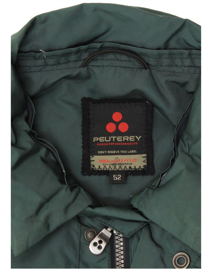 PEUTEREY Mens Padded Jacket EU 52 Large Green Polyamide