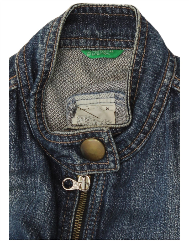 Benetton Womens Denim Jacket UK 8 Small Blue Cotton