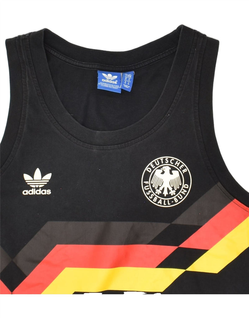 ADIDAS Womens Deutscher Fussball Bund Graphic Vest Top UK 14 Medium Black | Vintage Adidas | Thrift | Second-Hand Adidas | Used Clothing | Messina Hembry 