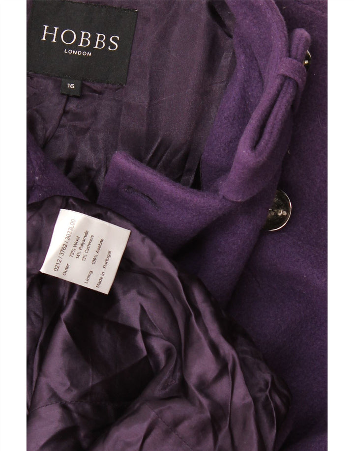 Hobbs Womens Double Breasted Coat UK 16 Large Purple Wool